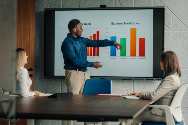 business leaders reviewing growth and performance data