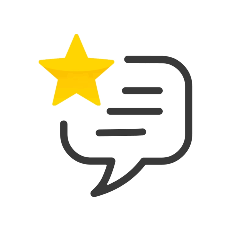 Speech bubble icon with yellow star